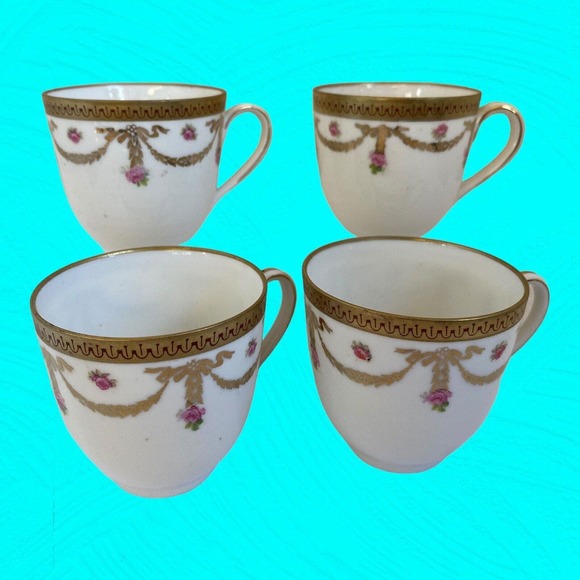 Antique MZ AUSTRIA Demitasse Cups and Saucers For 4 and 2 Extra Saucers - Picture 4 of 11